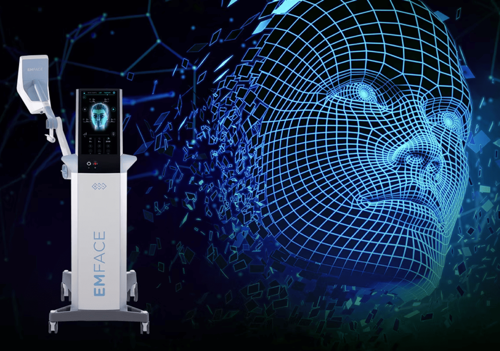 EMFACE菲斯波-非侵入式臉部肌肉抗衰老與拉提治療設備示意圖