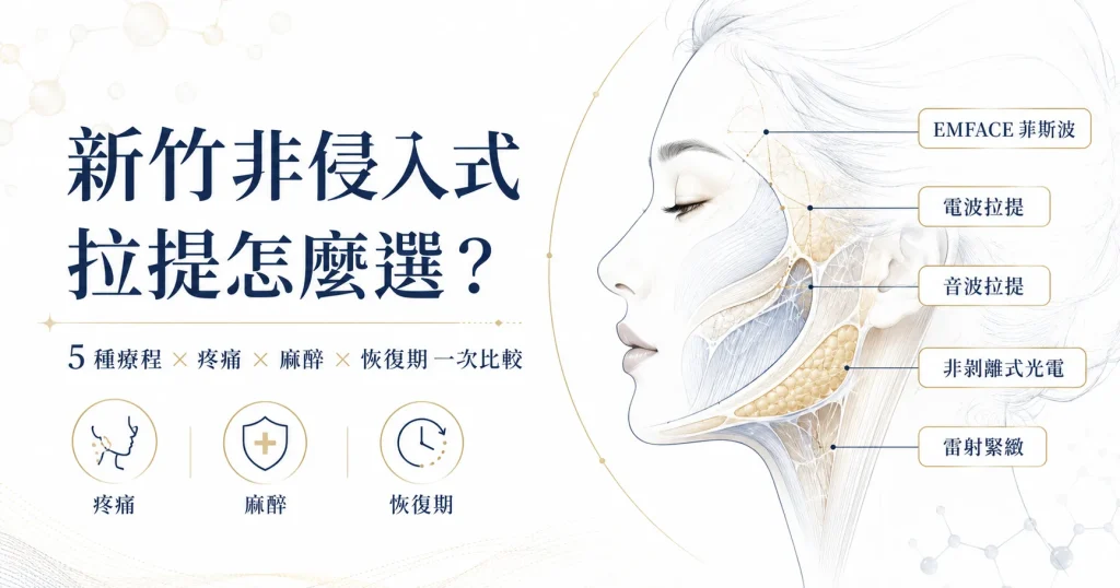 新竹非侵入式拉提怎麼選，EMFACE 菲斯波、電波、音波、光電與雷射疼痛麻醉恢復期比較
