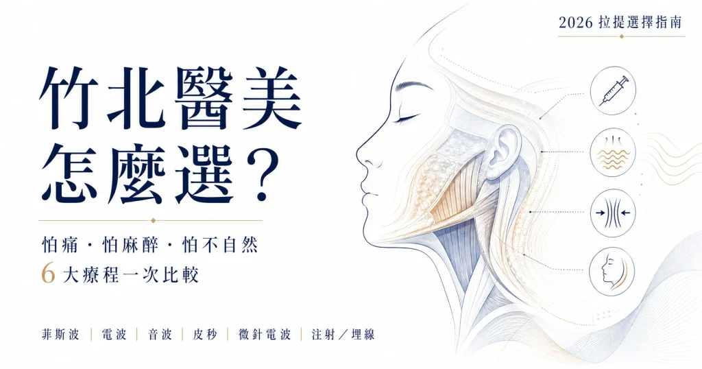 竹北醫美拉提療程比較，整理 EMFACE 菲斯波、電波、音波、皮秒、微針電波與注射埋線的疼痛、麻醉與治療差異