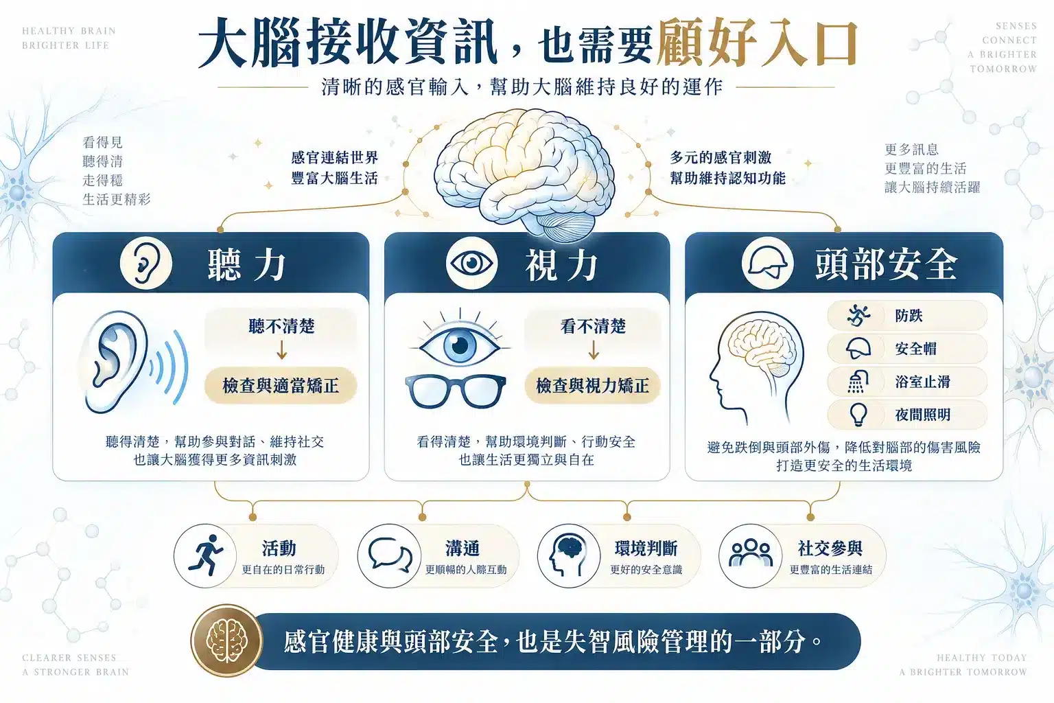 如何預防失智症?生活中這10件事最重要,延緩失智不是難事! 6 睡眠品質情緒壓力與大腦健康及生活節律關係圖